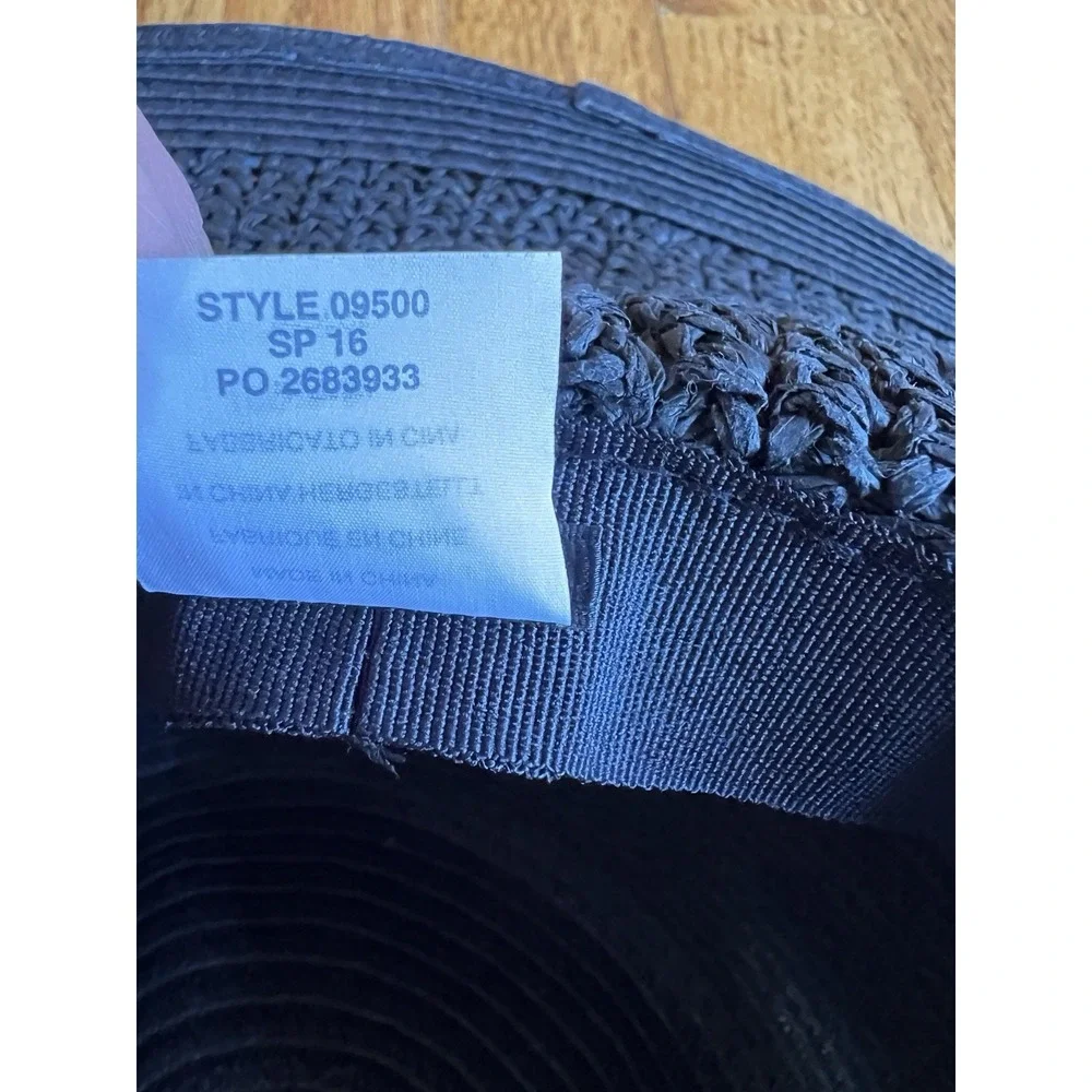 J. Crew Textured Summer Straw Hat 09500 Packable Wide Brim Dusty Dune Black‎